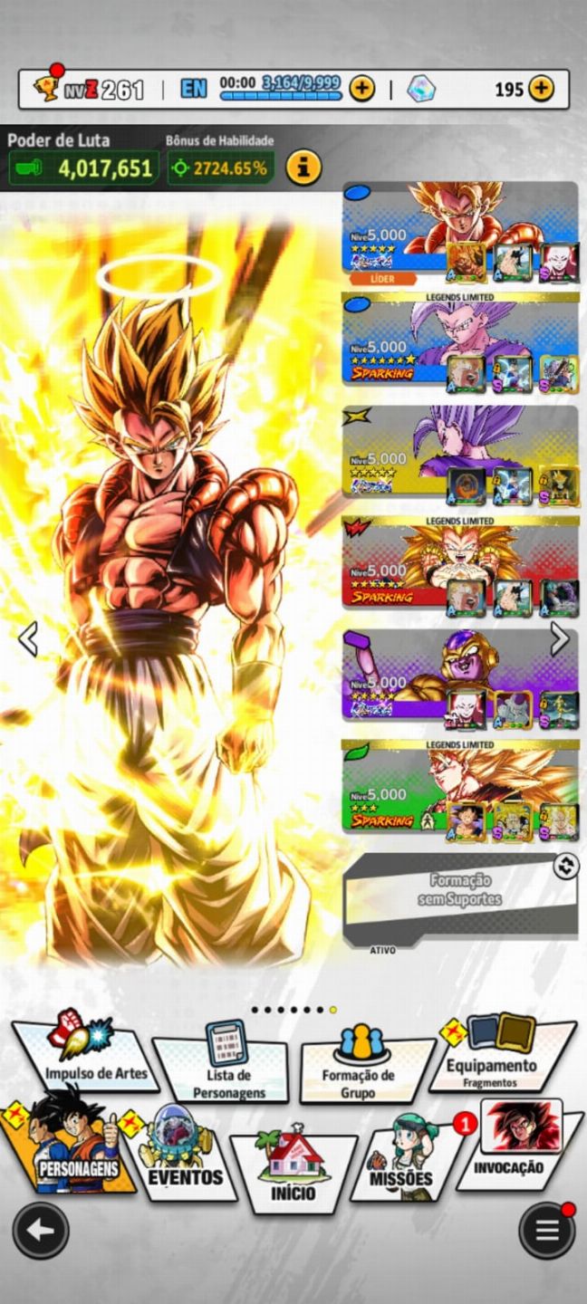 Conta DBZ LEGENDS COM 65 LFS!!!