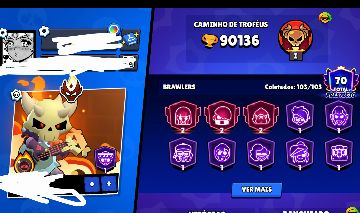 CONTA BRABISSIMA DE BRAWL STARS COM CLASH DE BRINDE!