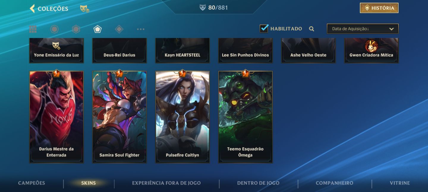 CONTA LOL | COLEÇÃO RARA | SKINS MÍTICAS | YONE | DARIUS | KAYN | SAMIRA