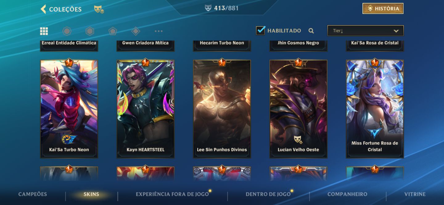 CONTA WILDRIFT FULL CHAMPS, 414 SKINS, EMOTE 20K WC EX CHALLENGER