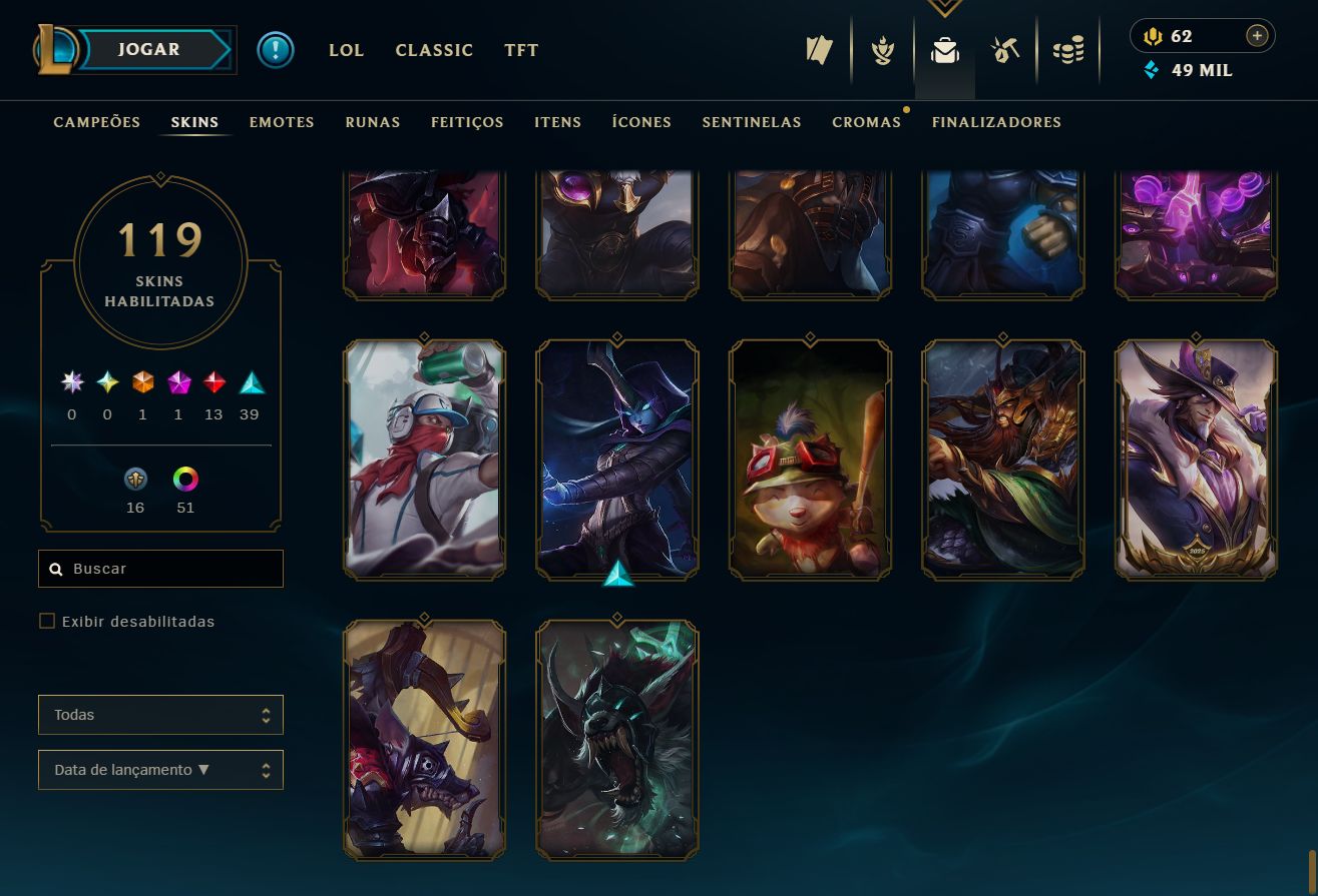 Conta lol lvl 176 - platina 4 (SOLOQ)