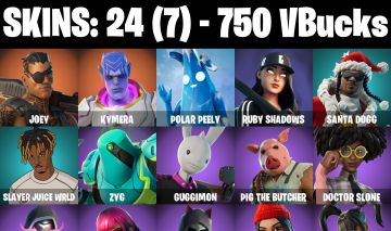 CONTA FORTNITE COM 24 SKINS JOEY/KYMERA/ZYG/SUNNY/MODENA ICON/AURA/YUKI