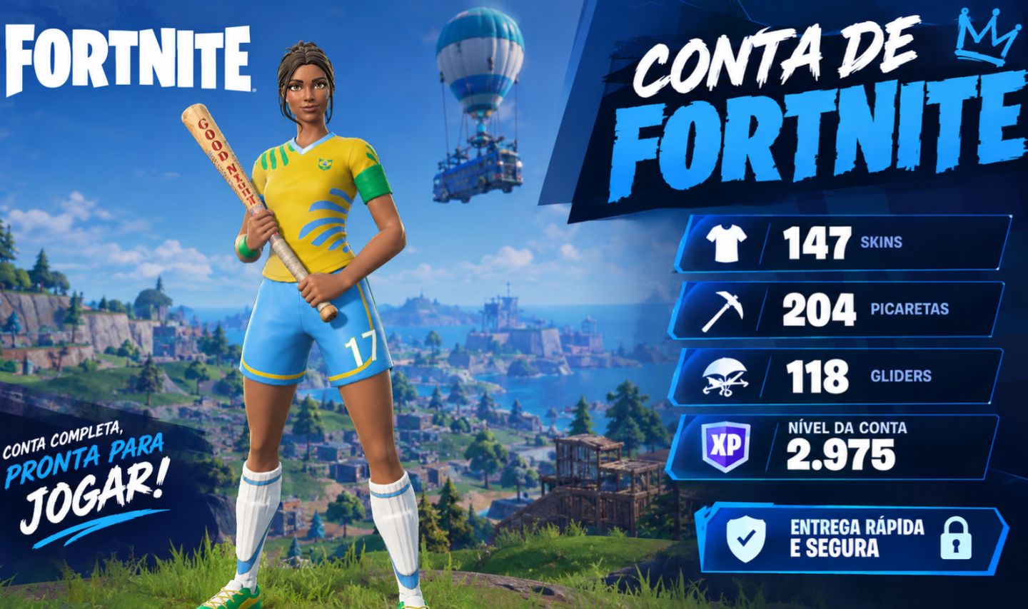 CONTA DE FORTNITE COM 147 SKINS / 204 PICARETAS / 118 GLIDERS
