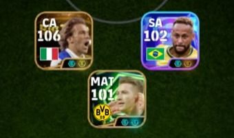 Conta de efootball inicial com Del Piero e Neymar bliz curler