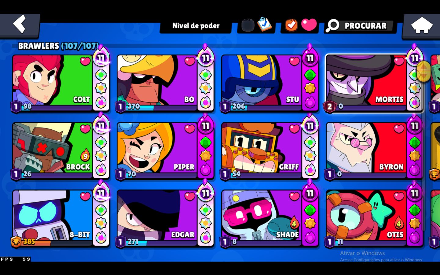 CONTA BRAWL STARS 77K TROFÉUS | 107 BRAWLERS | 462 SKINS | 71 NÍVEL 11 | PROPASS