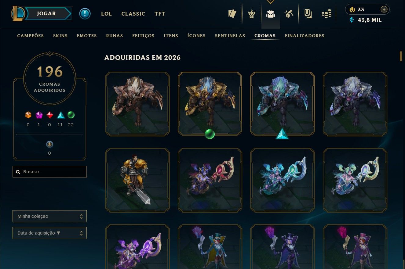 CONTA COM NV 574 - 457 SKINS TODOS CAMPEÕES ELO PRATICAMENTE ZERADO HONRA MAX