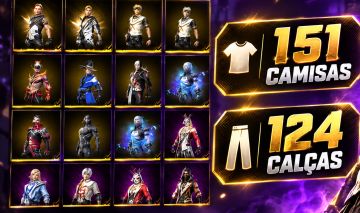 Conta Free Fire com 151 Camisas e 124 Calças