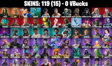 CONTA FORTNITE COM 119 SKINS ROCKTARS LISA/KAI CENAT/RYU/ZEUS/KONG/ROBIN