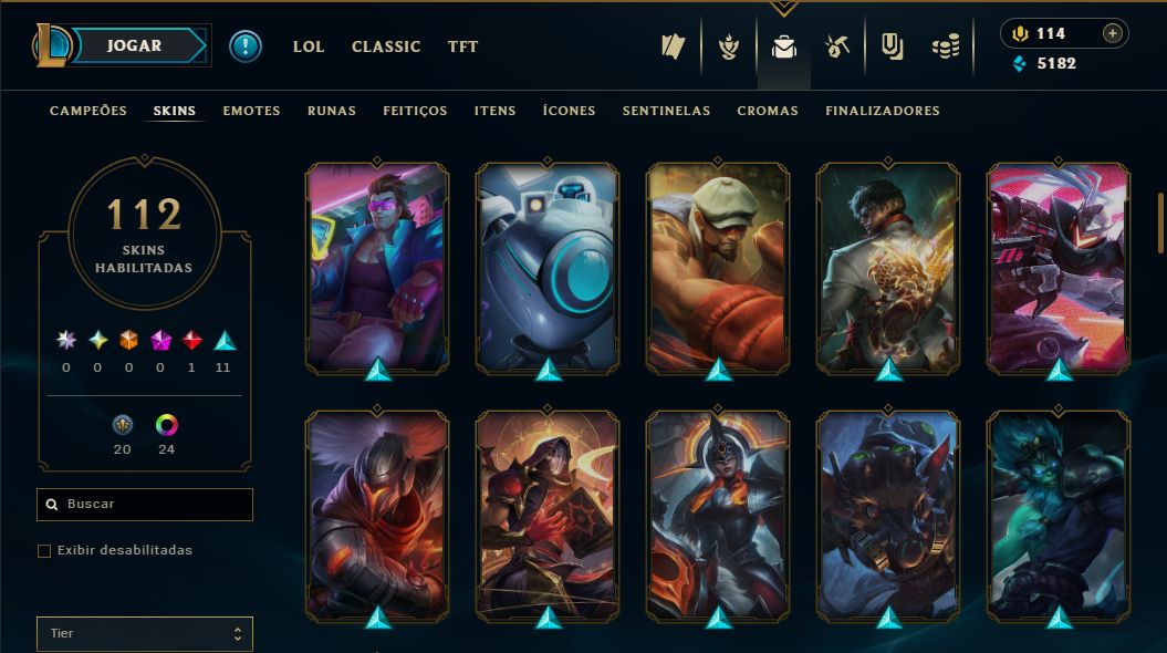 SKIN SHACORINGA + [ QUASE 130 SKINS HABILITADAS ] + 10 SKINS VITORIOSAS RARAS!!!