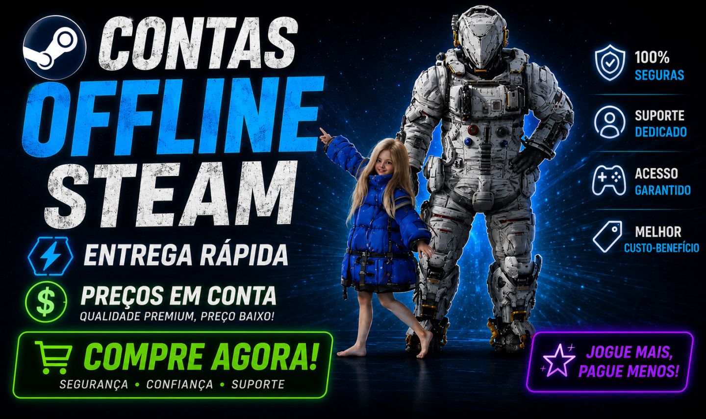 CONTAS STEAM OFFLINE - JOGOS DA ATUALIDADE (MELHORES PREÇOS E COM BRINDE!)