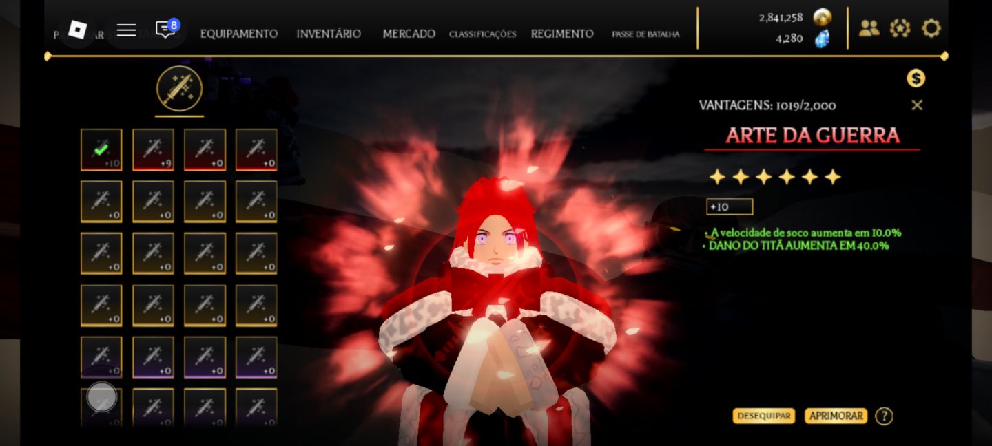 CONTA DE ROBLOX MUITO BOA DIVERSAS COISAS FOCADA EM AOTR E OUTROS