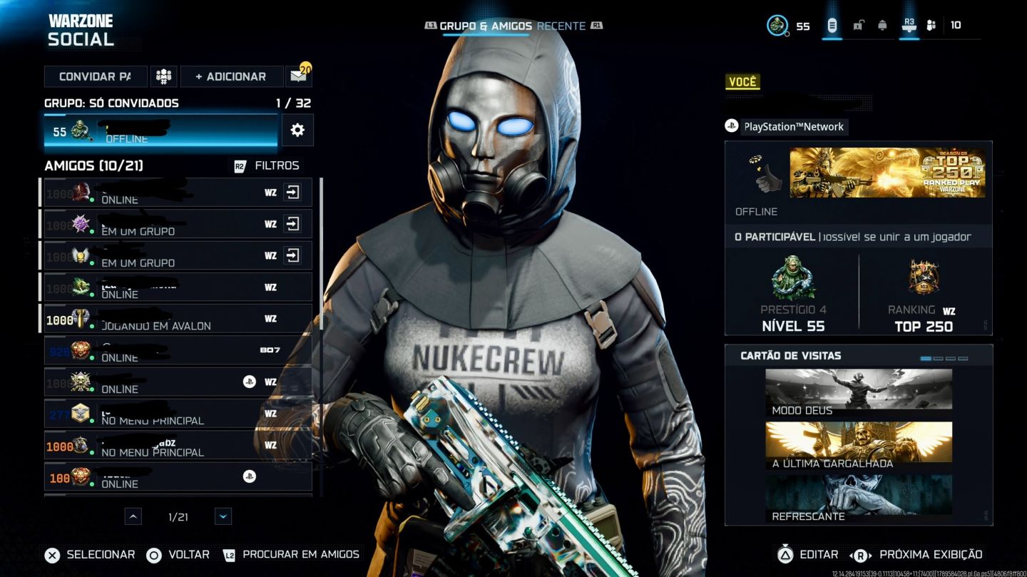 Conta com top 250, 25 win avalon, Nuke