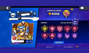 CONTA BRAWL STARS 83K TROFÉUS | 103/103 BRAWLERS | 311 SKINS | 2X MESTRE
