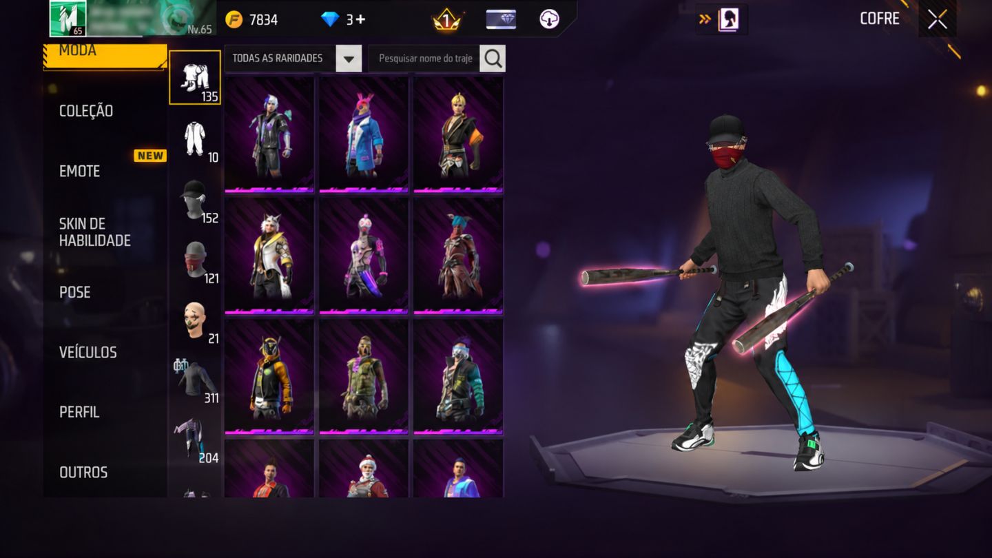 CONTA FREE FIRE INSANA! MUITAS SKINS, RARIDADES E COLEÇÃO BRABA!
