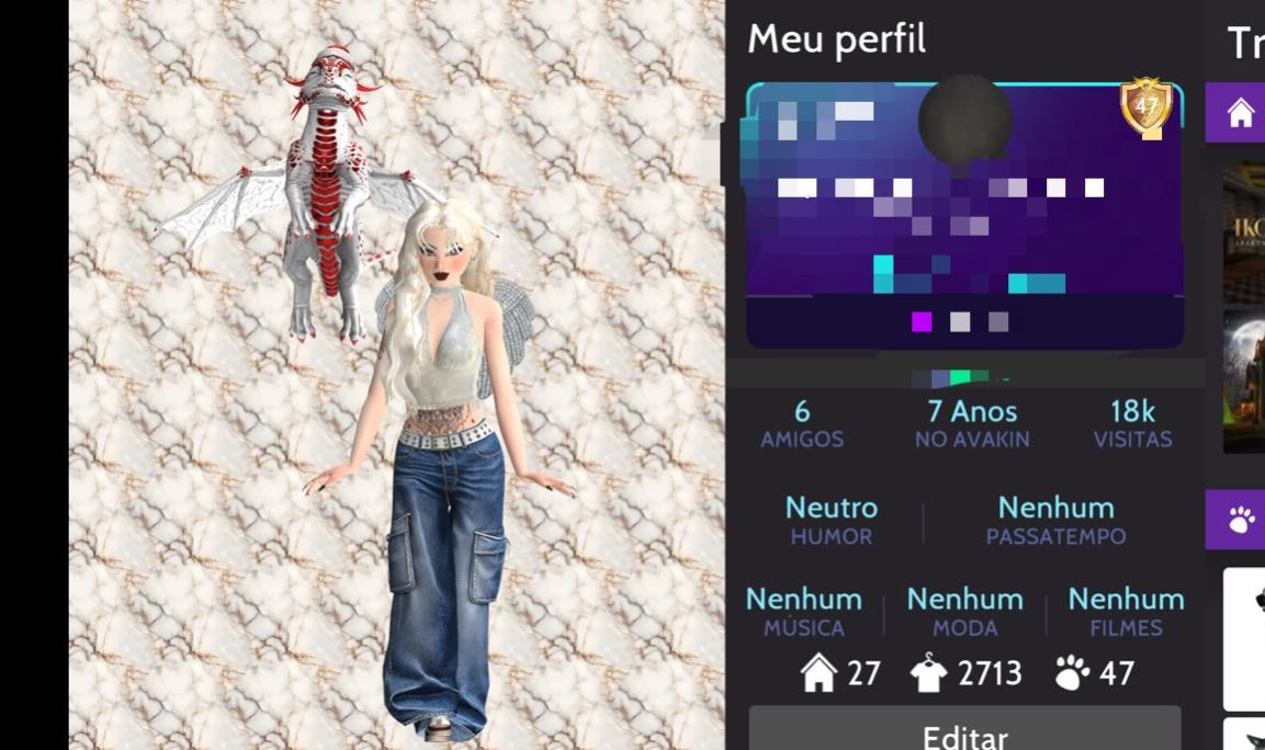 Conta Avakin life nível 47, unisex