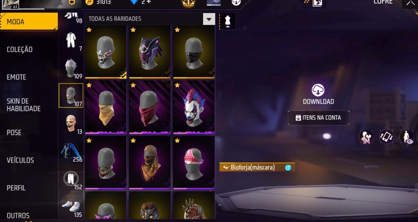CONTA FF + PASSE DO THURZIN + 256 PEITAS + SOMBRA ROXA + JAQUETA ASUS
