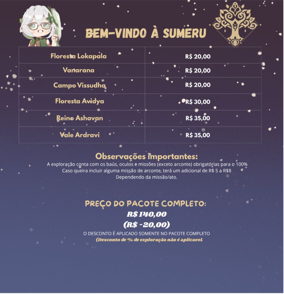 (Serviços Genshin) oculos | baús | exploração | farm