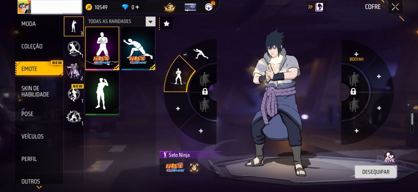 CONTA BOT DE FF COM NARUTO E SASUKE