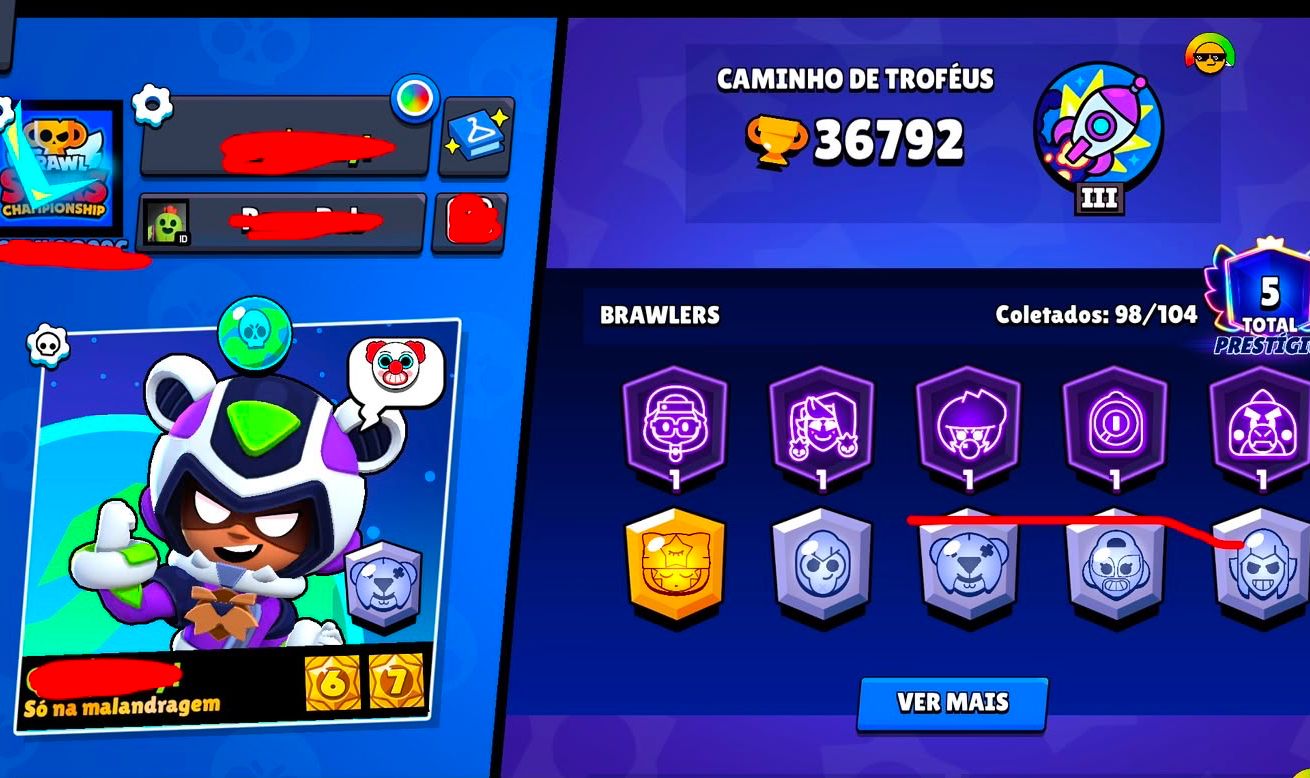 [CONTA DE BRAWL 36K DE TROFEUS | 98 BRAWLERS 13 LENDARIOS ( CONTA DE 2019) ]