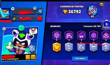 [CONTA DE BRAWL 36K DE TROFEUS | 98 BRAWLERS 13 LENDARIOS ( CONTA DE 2019) ]