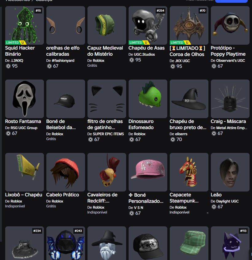 Conta roblox varios limiteds