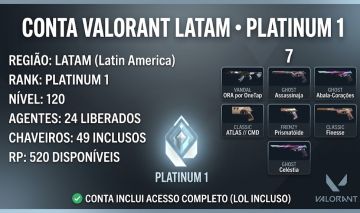 CONTA VALORANT LATAM - PLATINUM 1 (FULL ACESSO)