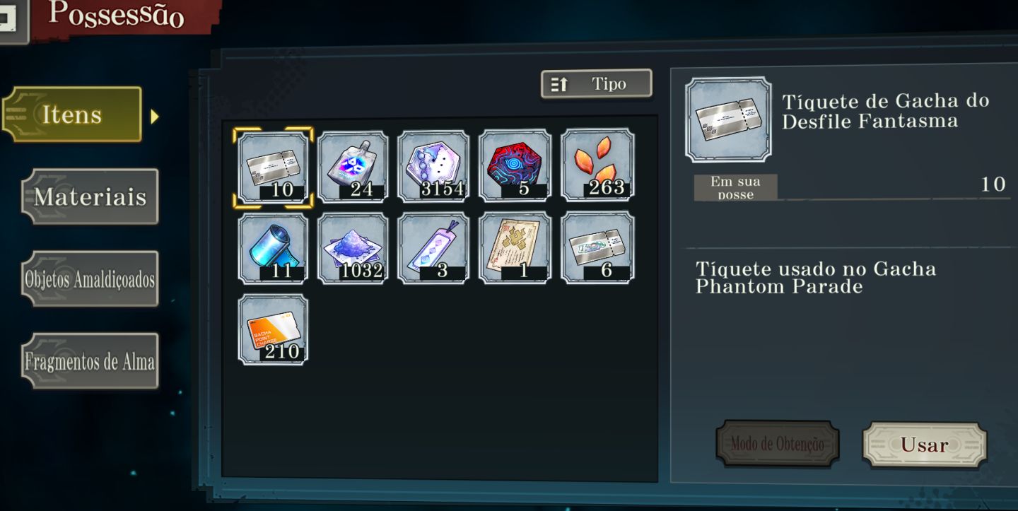 CONTA ENDGAME JUJUTSU PHANTOM PARADE SERVIDOR TW HK