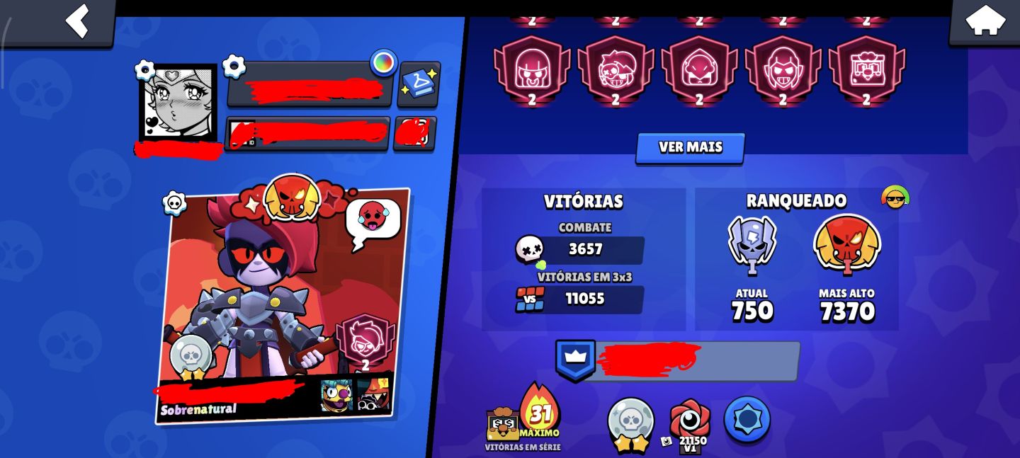 CONTA BRAWL STARS RARA
