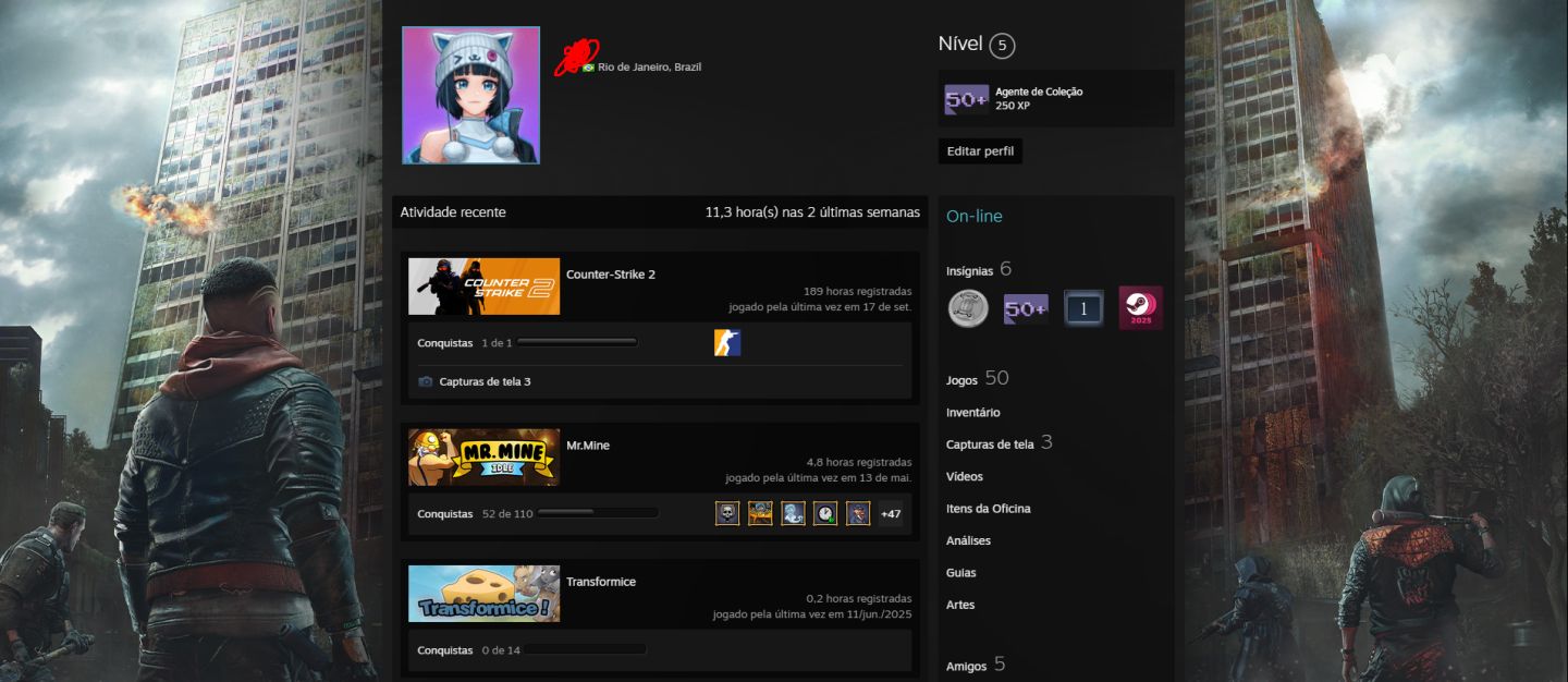 CONTA STEAM 50 JOGOS + CS2 PRIME COM MEDALHA