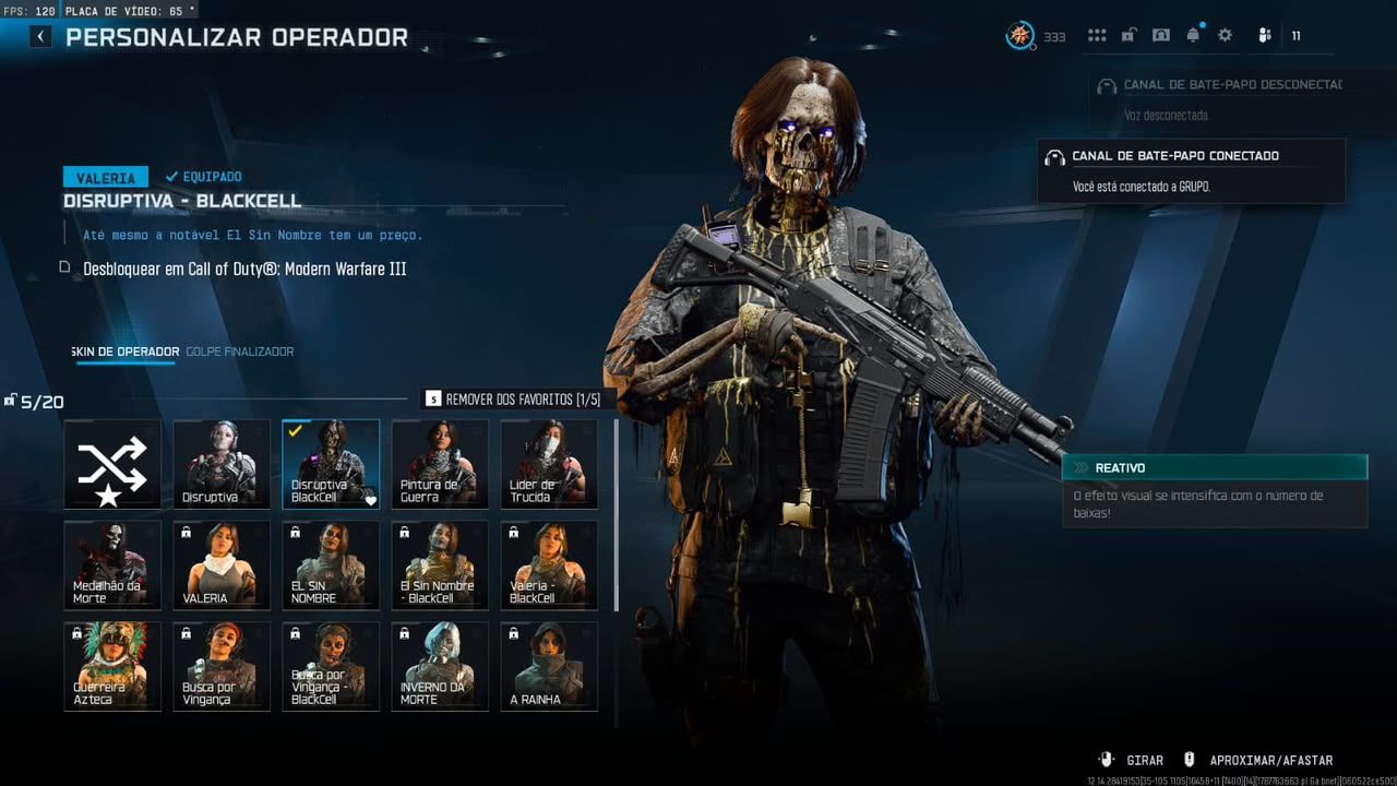 Conta warzone com Alucard, Izzy, Bailarina, Michael Myers