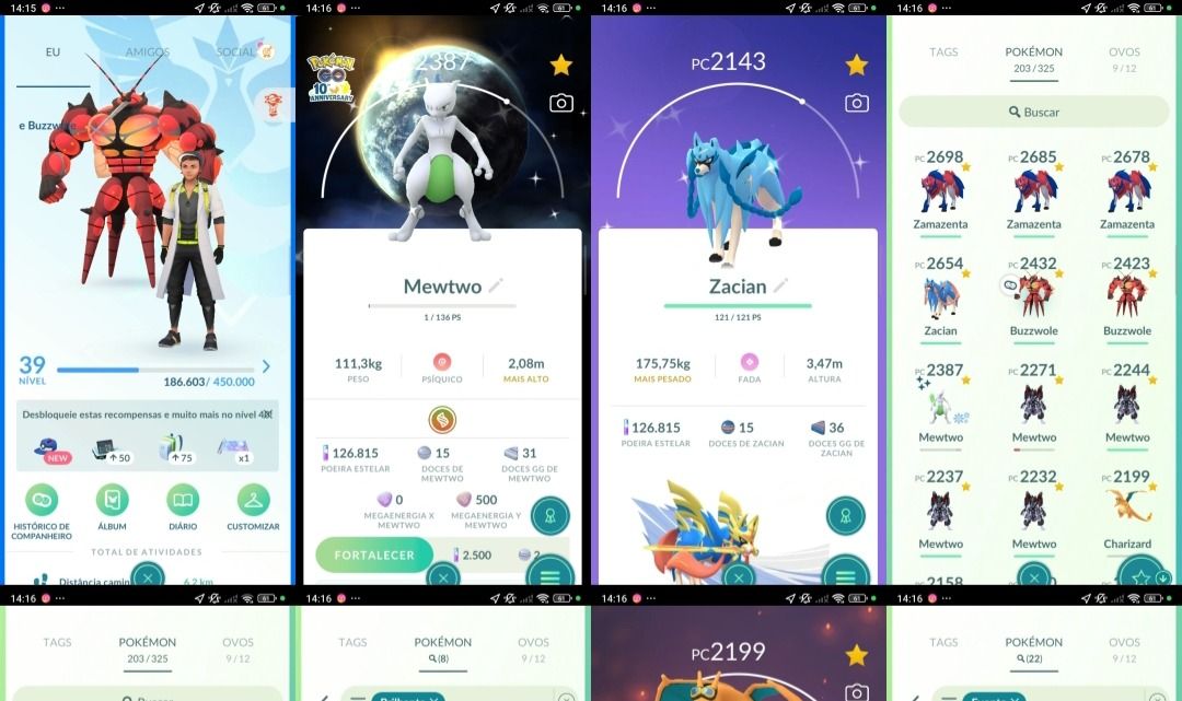 Nível 39! Mewtwo 100% Shiny , Charizard Evento, Zacian shiny Q209