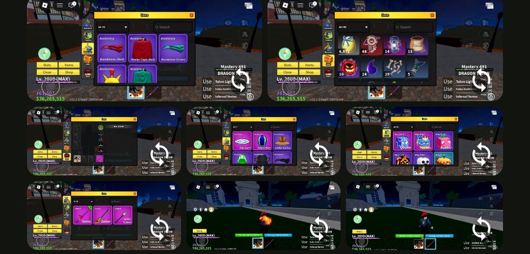 Blox Fruits LVL MAX 2800 | YAMA + SABER | 36M BELI | 61K FRAGS| ITENS RAROS B001