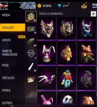 CONTA FREE FIRE - LVL 65 - ANTIGA
