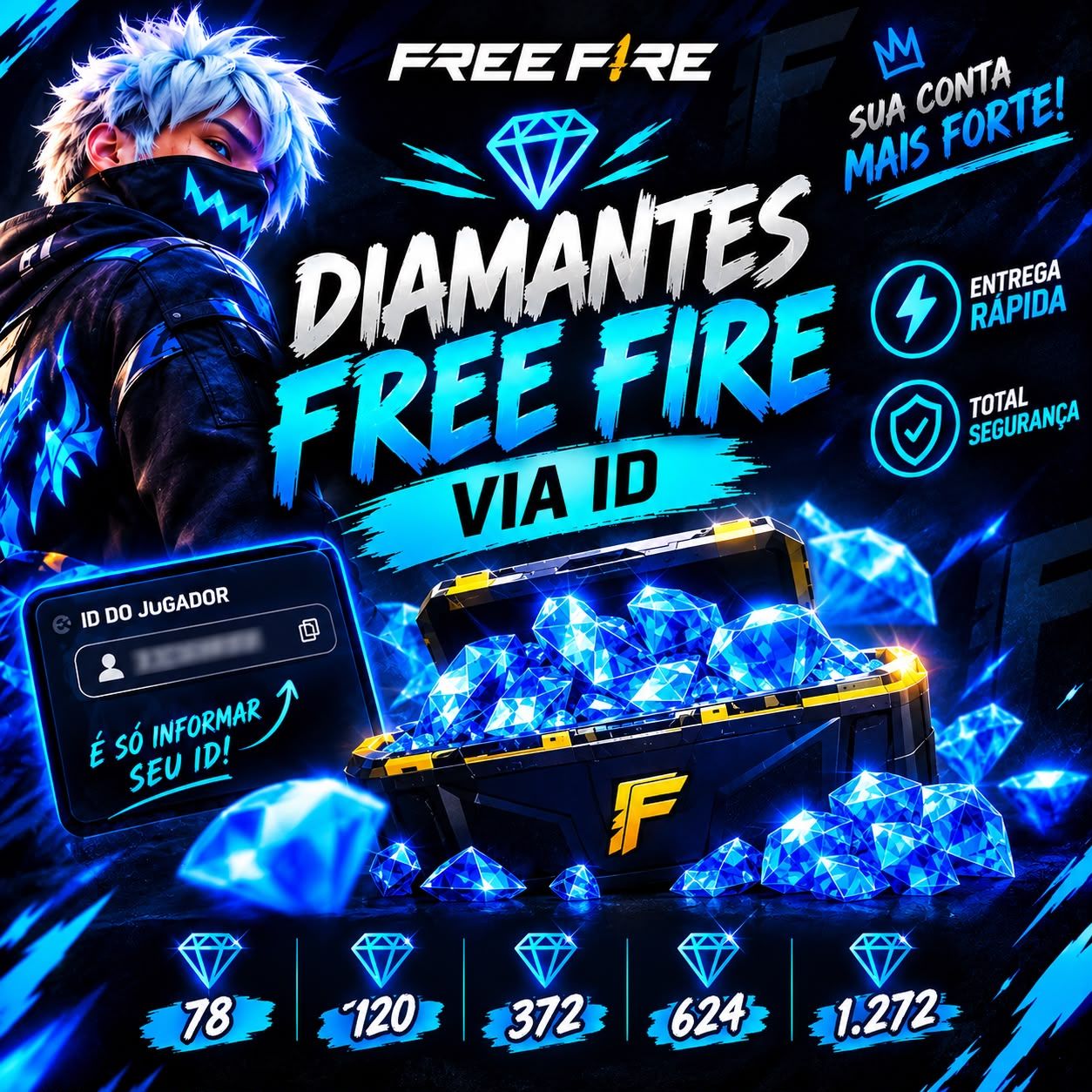 (PROMOÇÃO)DIAMANTES FREE FIRE VIA ID