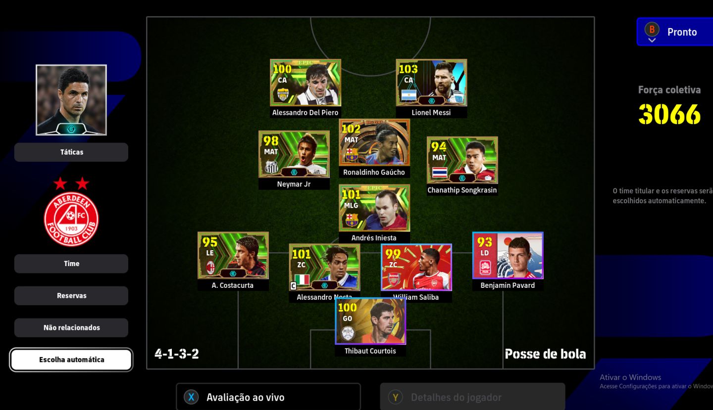 CONTA eFOOTBALL STEAM 3066 FORÇA | DEL PIERO ÉPICO, MESSI, RONALDINHO, NEYMAR E