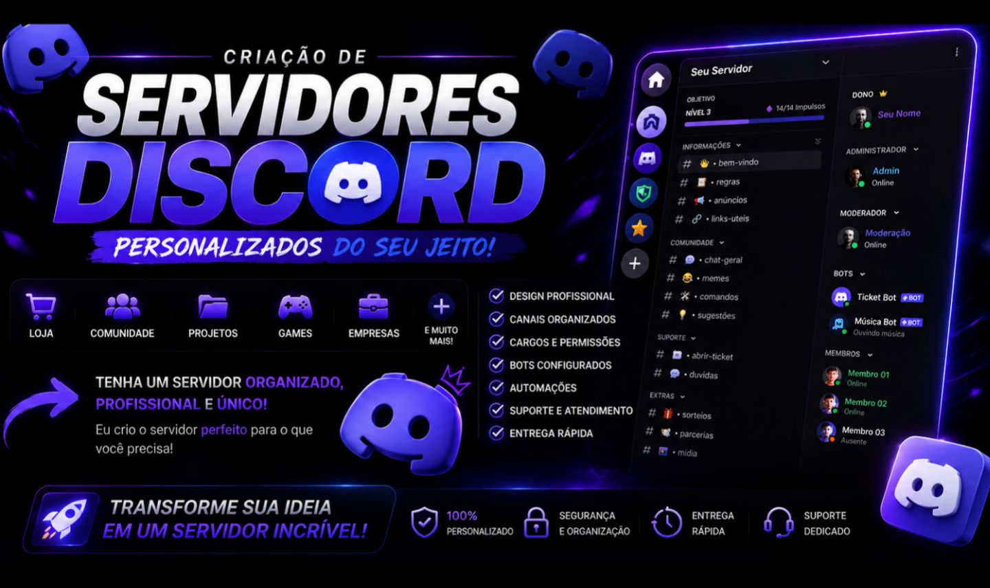 Criação de Servidores Discord Personalizados