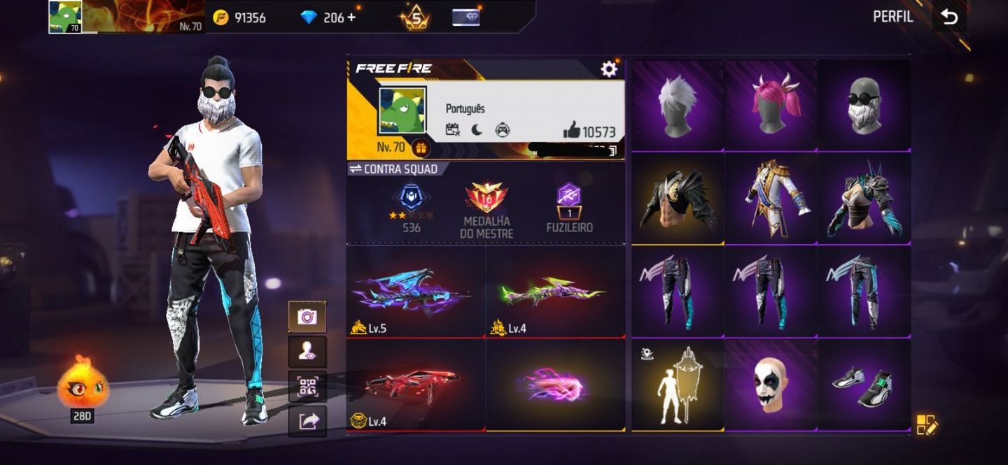 Conta free fire gemada com barbinha, punho, bandeirao, evolutiva 7 anos de idade