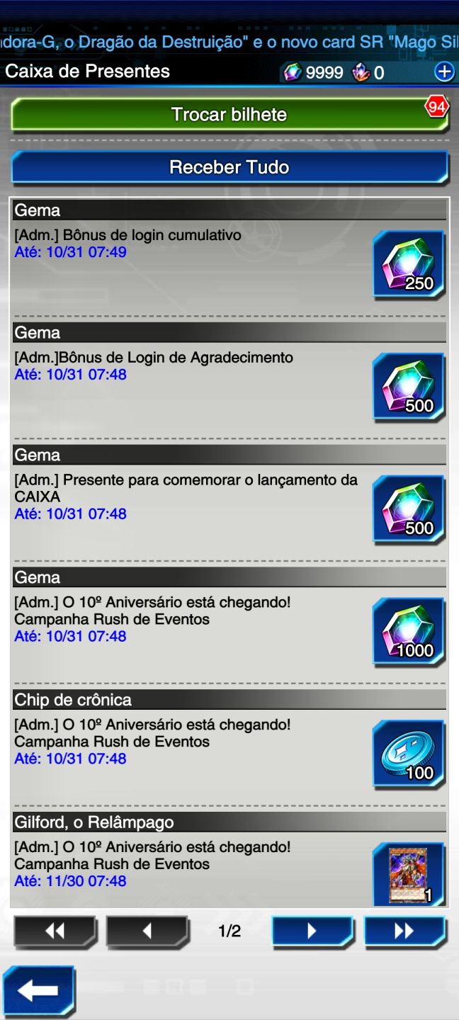 Conta starter duel links gemada 15 mil gemas 700 chips 4 ur dos sonhos e 4 sr