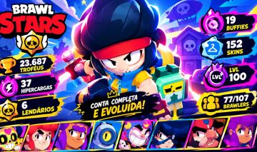 CONTA BRAWL STARS LVL 100 | 152 SKINS | 37 HIPERCARGAS | 19 BUFFIES