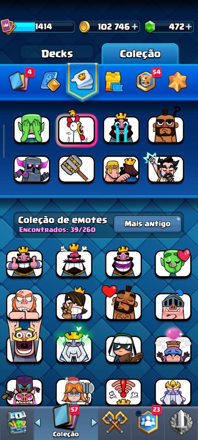 CONTA CLASH ROYALE NIVEL 15, VARIAS EVOS E HEROIS