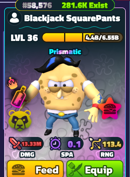(QUEIMA DE ESTOQUE) UNITS E PETS PRISMATICOS- SPONGEBOB TOWER DEFENSE