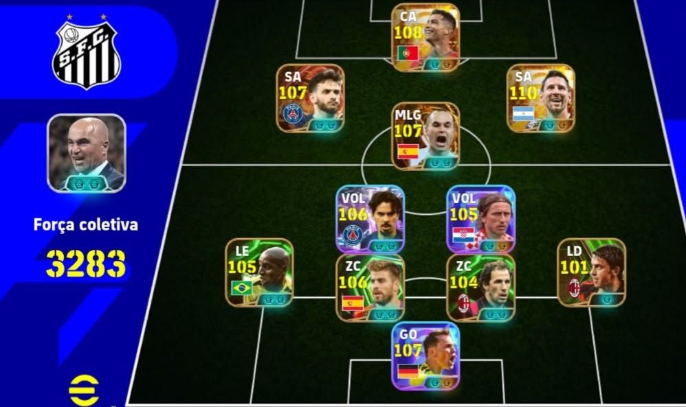 Conta de Efootball Braba do CR7,MESSI,KVARA BLITZ,BALE FORÇA COLETIVA MAX 3284+