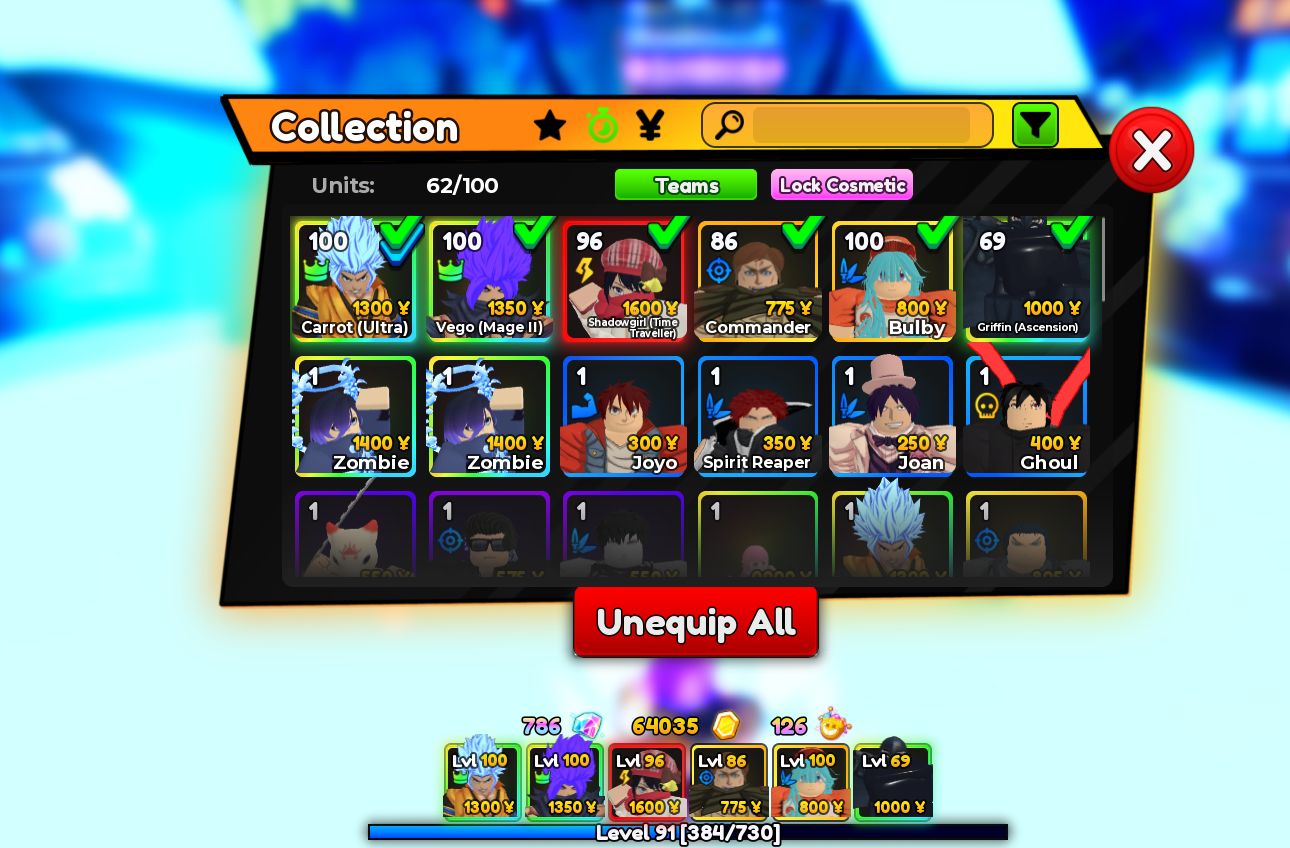 Conta Anime Adventures Double UNIQUE VEGGETO