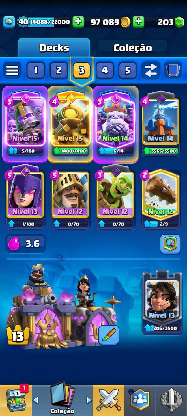 Conta clash royale arena 20.