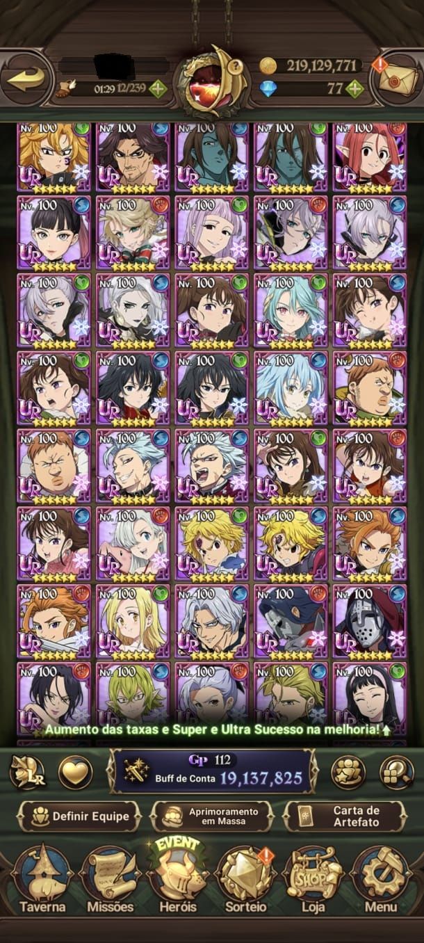 Conta do The Seven Deadly Sins grand cross com 19kk++