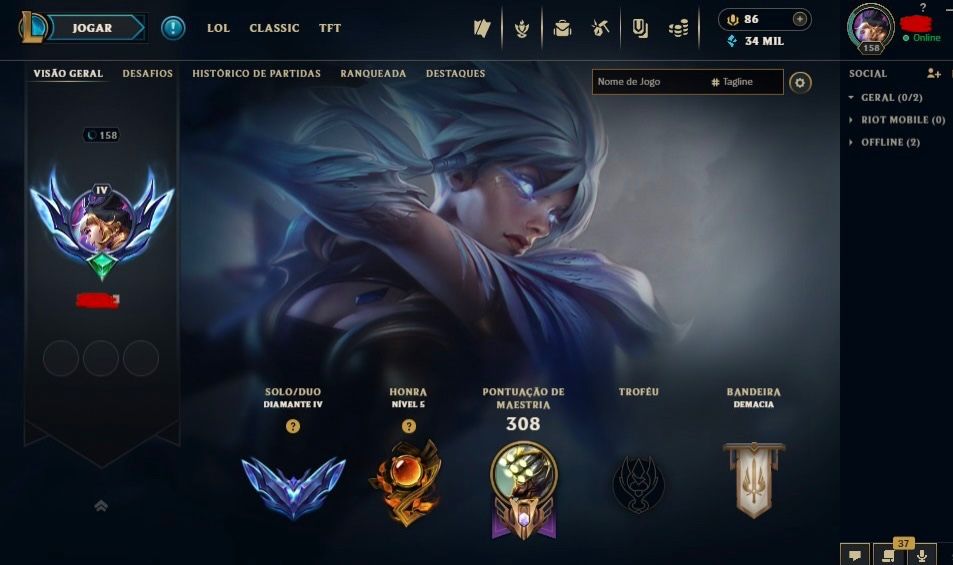 Conta diamante 4 com 80% de WR ! super completinha :)