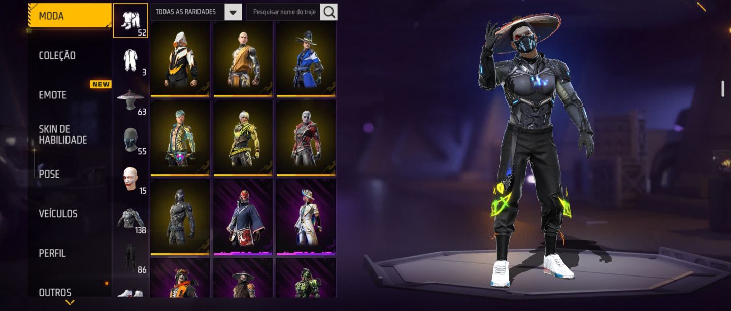 CONTA FREE FIRE VETERANA COM 176 SKINS! 4 ANOS DE HISTÓRICO! OPORTUNIDADE RARA!