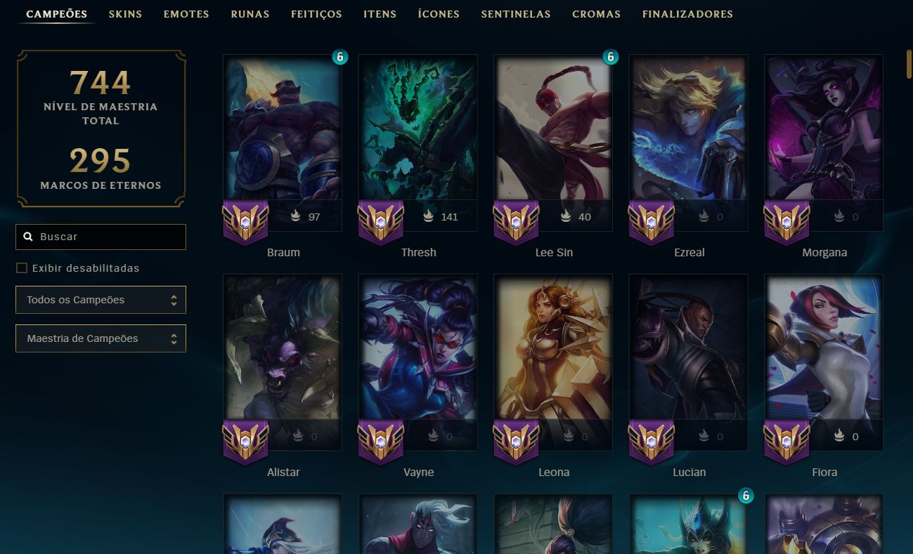 Conta Premium de LoL - Skins/Cromas/EA/EL/Rank/Emotes/Sentinelas/etc