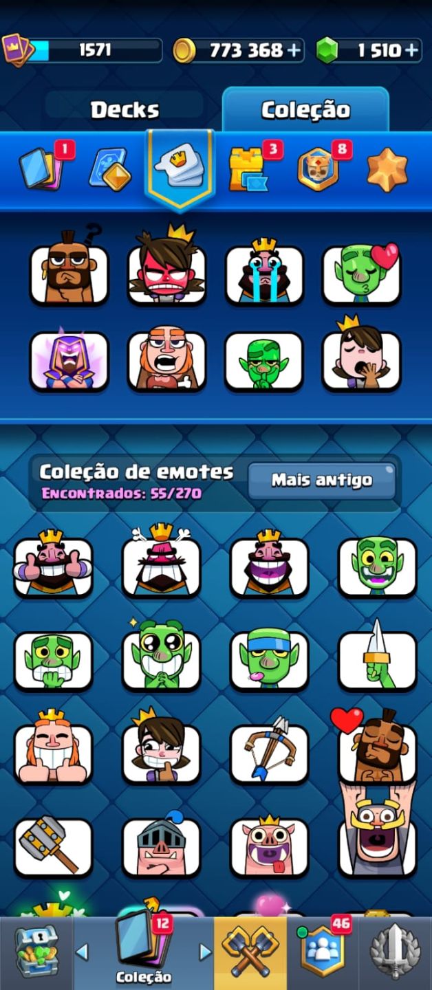 Conta clash royale 12k500 trofeus 5 cartas nv max