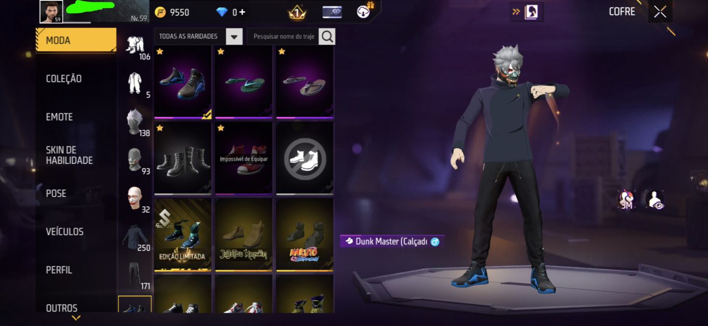Conta free fire com skins e armas para apostado